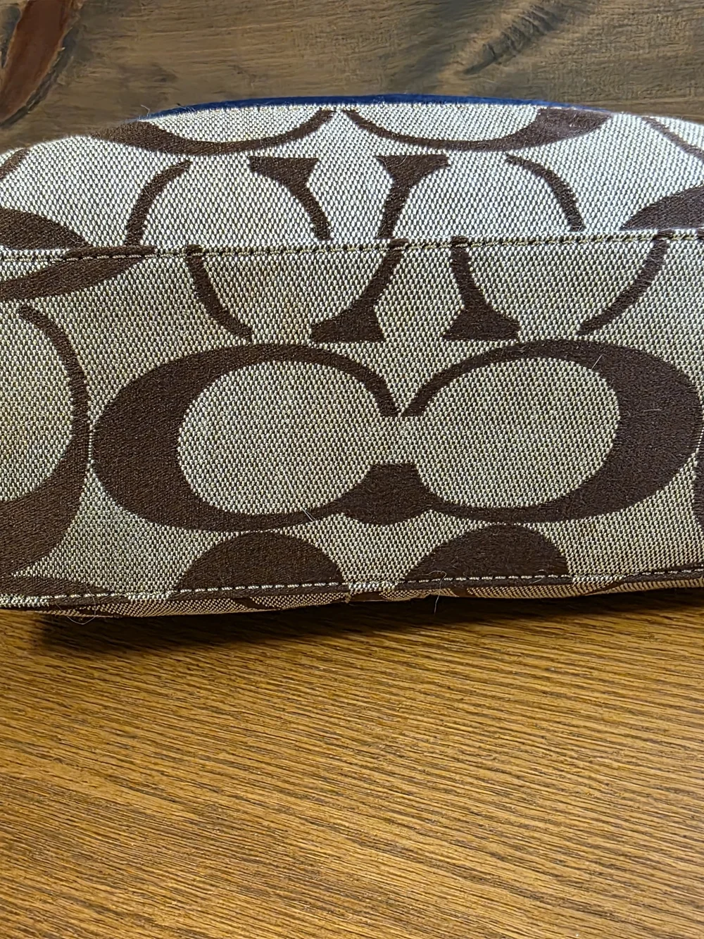 Vintage Coach Signature Tote Bag Blue Brown Y2K 10124